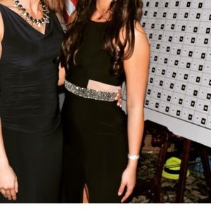 Aqua long formal beaded dress